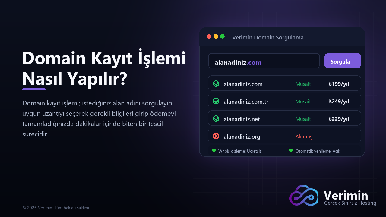 Domain kayıt işlemi nasıl yapılır