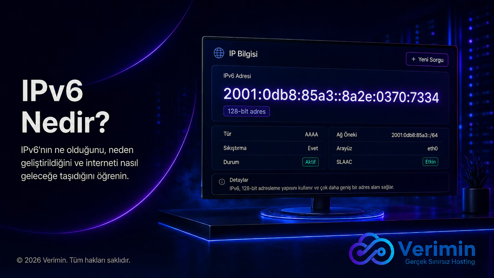 IPv6 nedir gösteren IP bilgisi paneli