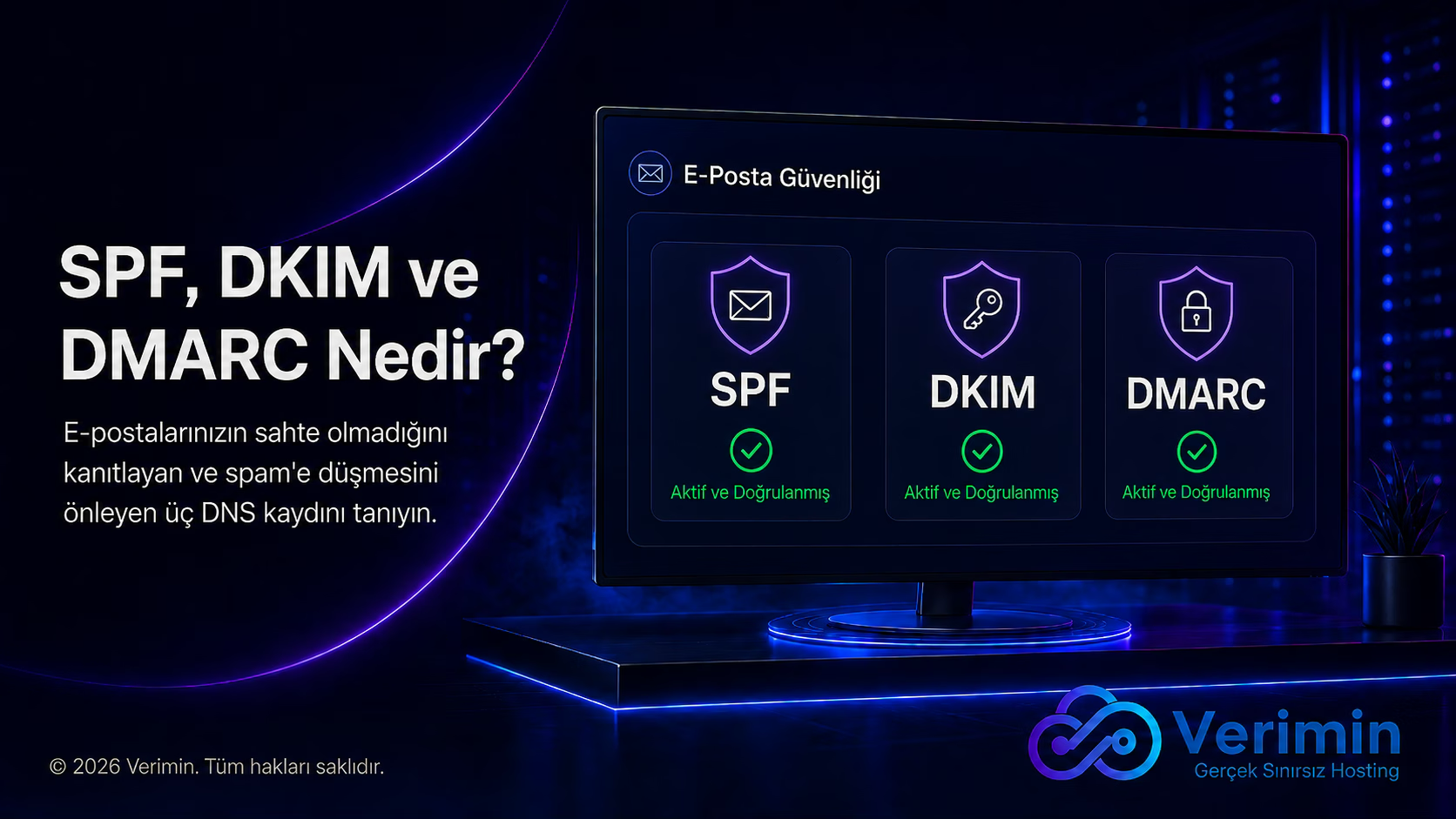SPF DKIM DMARC nedir e-posta güvenliği paneli